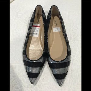 Michael Kors silver and black Ballet flats